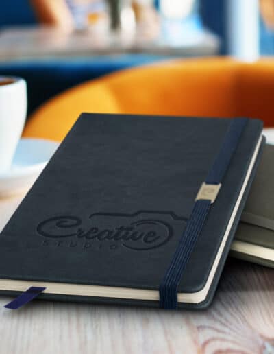 Promotional merchandise notebook debossing